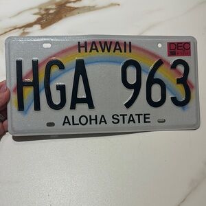 Hawaii License Plate with Rainbow Design